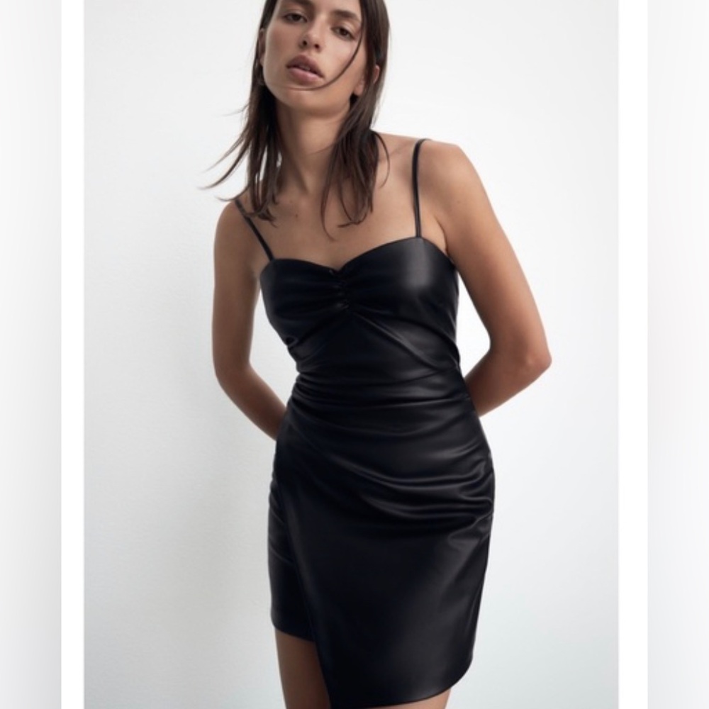 Zara faux leather mini dress